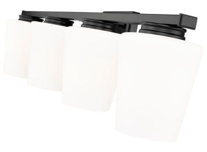 Z-Lite Nextra 32" 4-Light Matte Black Steel Frame White Opal Glass Shade Vanity Light