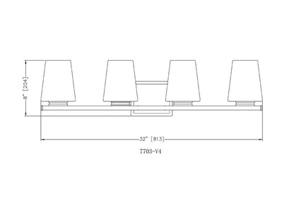 Z-Lite Nextra 32" 4-Light Matte Black Steel Frame White Opal Glass Shade Vanity Light