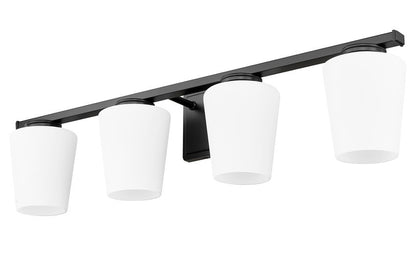 Z-Lite Nextra 32" 4-Light Matte Black Steel Frame White Opal Glass Shade Vanity Light