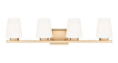 Z-Lite Nextra 32" 4-Light Modern Gold Steel Frame White Opal Glass Shade Vanity Light