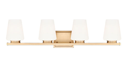 Z-Lite Nextra 32" 4-Light Modern Gold Steel Frame White Opal Glass Shade Vanity Light