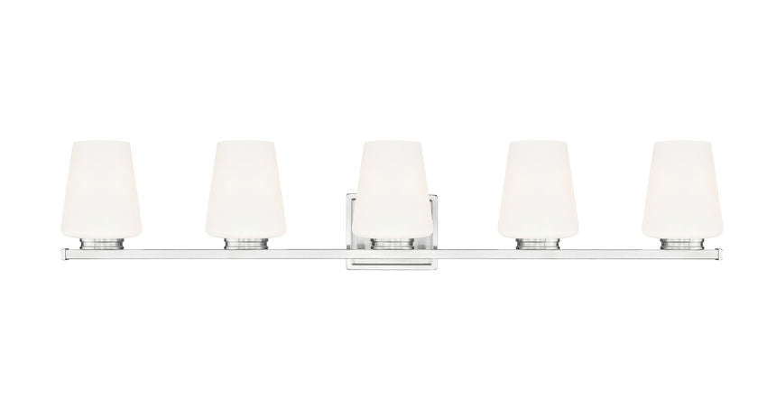 Z-Lite Nextra 42" 5-Light Brushed Nickel Steel Frame White Opal Glass Shade Vanity Light