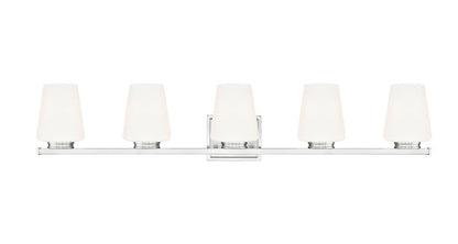 Z-Lite Nextra 42" 5-Light Brushed Nickel Steel Frame White Opal Glass Shade Vanity Light