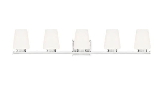 Z-Lite Nextra 42" 5-Light Brushed Nickel Steel Frame White Opal Glass Shade Vanity Light