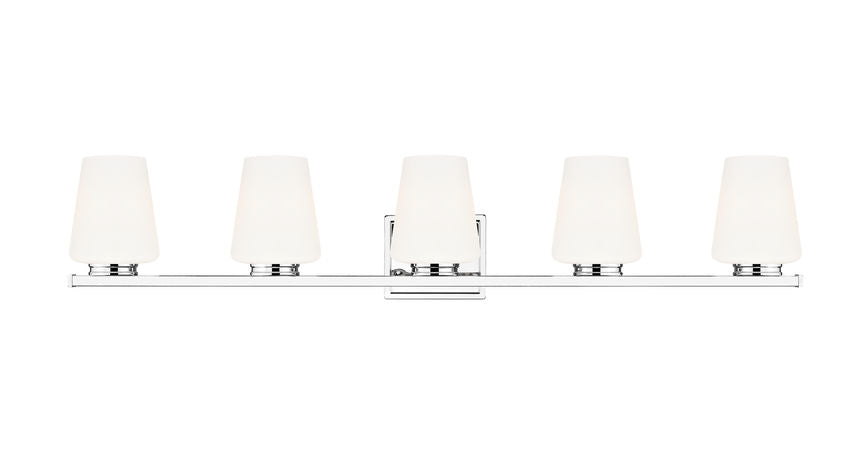 Z-Lite Nextra 42" 5-Light Chrome Steel Frame White Opal Glass Shade Vanity Light