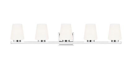 Z-Lite Nextra 42" 5-Light Chrome Steel Frame White Opal Glass Shade Vanity Light