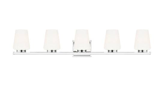 Z-Lite Nextra 42" 5-Light Chrome Steel Frame White Opal Glass Shade Vanity Light