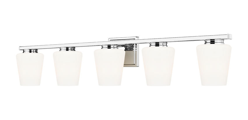 Z-Lite Nextra 42" 5-Light Chrome Steel Frame White Opal Glass Shade Vanity Light