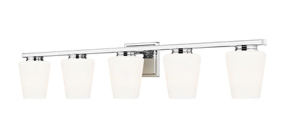 Z-Lite Nextra 42" 5-Light Chrome Steel Frame White Opal Glass Shade Vanity Light