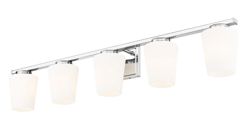 Z-Lite Nextra 42" 5-Light Chrome Steel Frame White Opal Glass Shade Vanity Light