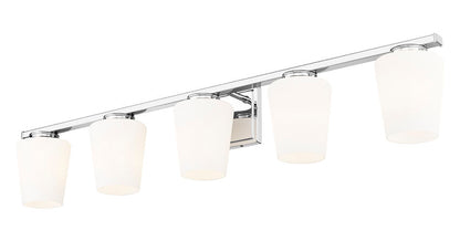 Z-Lite Nextra 42" 5-Light Chrome Steel Frame White Opal Glass Shade Vanity Light