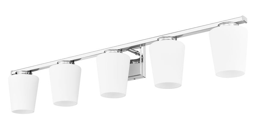 Z-Lite Nextra 42" 5-Light Chrome Steel Frame White Opal Glass Shade Vanity Light