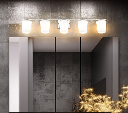 Z-Lite Nextra 42" 5-Light Chrome Steel Frame White Opal Glass Shade Vanity Light