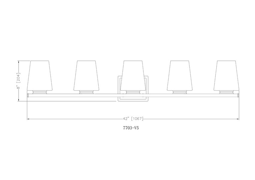 Z-Lite Nextra 42" 5-Light Matte Black Steel Frame White Opal Glass Shade Vanity Light