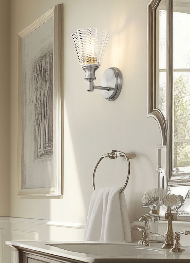 Z-Lite Auden 6" 1-Light Brushed Nickel Steel Frame Clear Glass Shade Wall Sconce