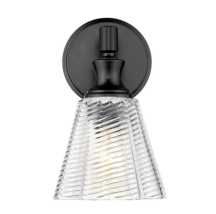 Z-Lite Auden 6" 1-Light Matte Black Steel Frame Clear Glass Shade Wall Sconce