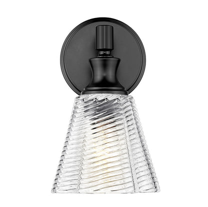 Z-Lite Auden 6" 1-Light Matte Black Steel Frame Clear Glass Shade Wall Sconce