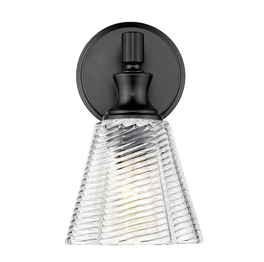 Z-Lite Auden 6" 1-Light Matte Black Steel Frame Clear Glass Shade Wall Sconce