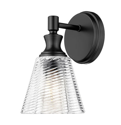 Z-Lite Auden 6" 1-Light Matte Black Steel Frame Clear Glass Shade Wall Sconce