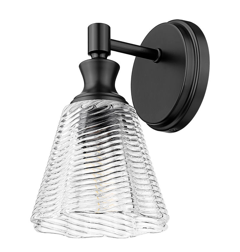 Z-Lite Auden 6" 1-Light Matte Black Steel Frame Clear Glass Shade Wall Sconce
