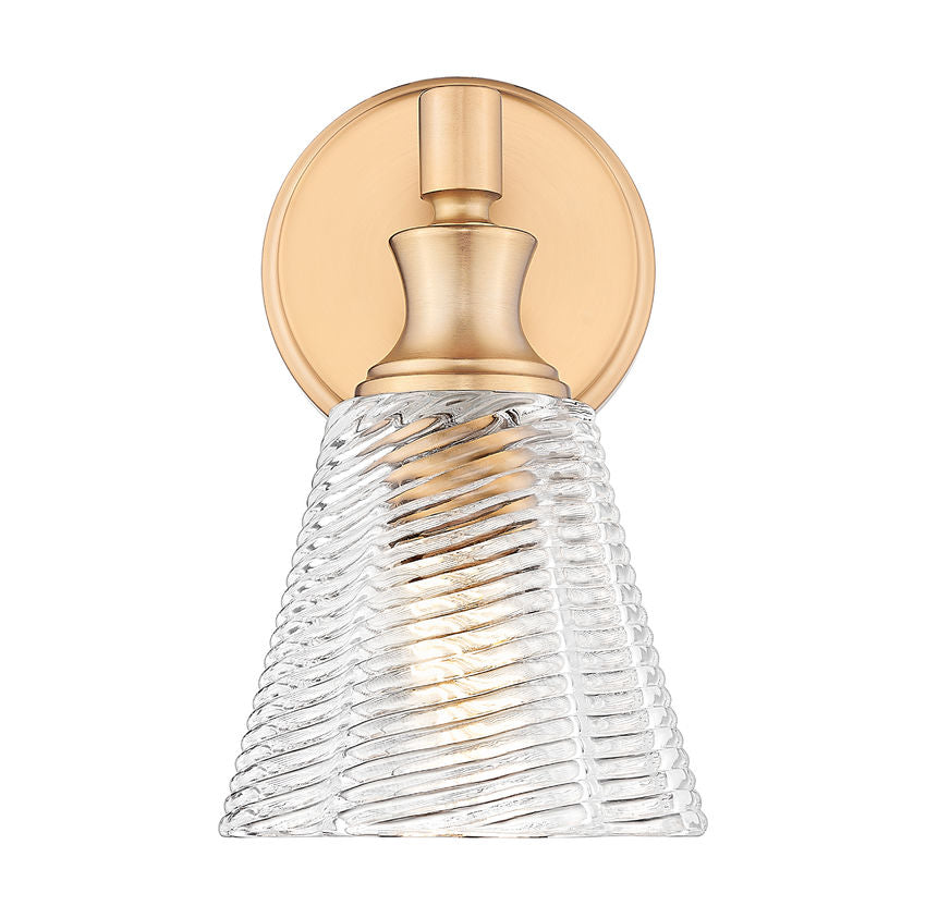Z-Lite Auden 6" 1-Light Modern Gold Steel Frame Clear Glass Shade Wall Sconce