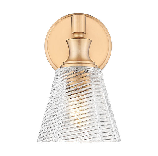 Z-Lite Auden 6" 1-Light Modern Gold Steel Frame Clear Glass Shade Wall Sconce