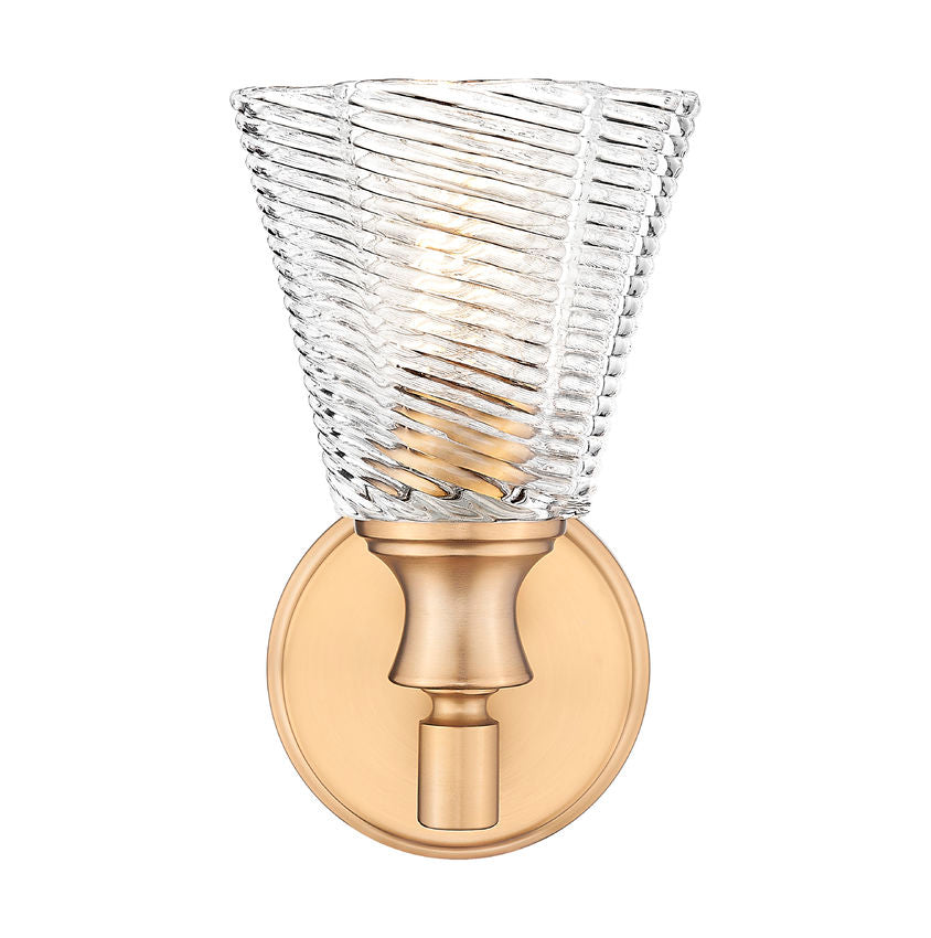 Z-Lite Auden 6" 1-Light Modern Gold Steel Frame Clear Glass Shade Wall Sconce
