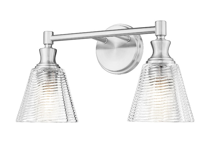 Z-Lite Nextra 18" 2-Light Brushed Nickel Steel Frame Clear Glass Shade Vanity Light