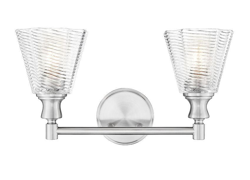 Z-Lite Nextra 18" 2-Light Brushed Nickel Steel Frame Clear Glass Shade Vanity Light