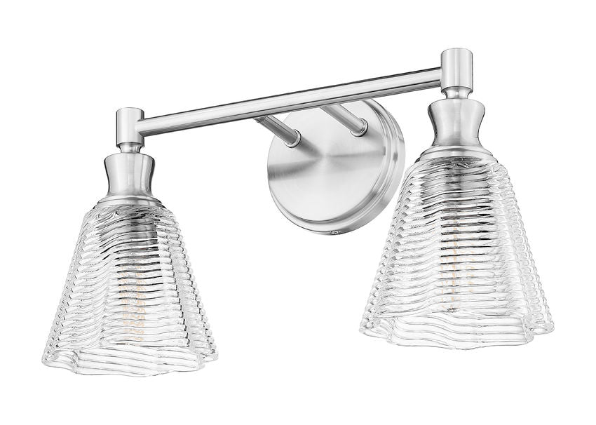 Z-Lite Nextra 18" 2-Light Brushed Nickel Steel Frame Clear Glass Shade Vanity Light