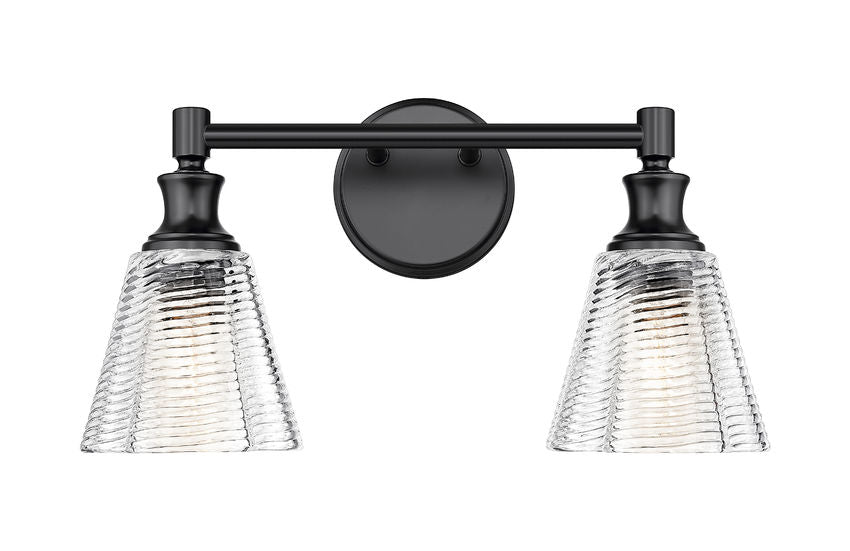 Z-Lite Nextra 18" 2-Light Matte Black Steel Frame Clear Glass Shade Vanity Light
