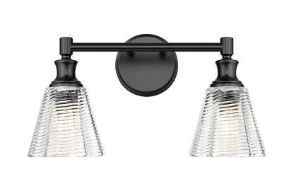 Z-Lite Nextra 18" 2-Light Matte Black Steel Frame Clear Glass Shade Vanity Light