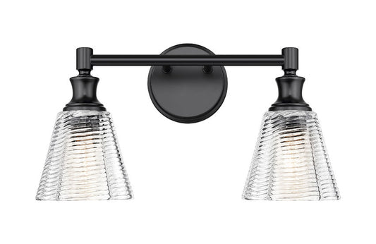 Z-Lite Nextra 18" 2-Light Matte Black Steel Frame Clear Glass Shade Vanity Light