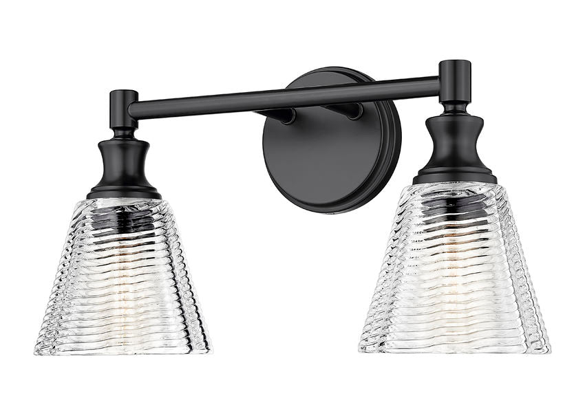 Z-Lite Nextra 18" 2-Light Matte Black Steel Frame Clear Glass Shade Vanity Light