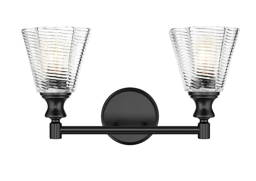 Z-Lite Nextra 18" 2-Light Matte Black Steel Frame Clear Glass Shade Vanity Light