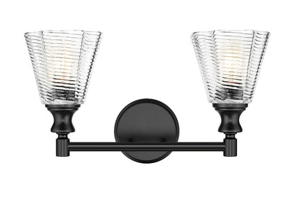 Z-Lite Nextra 18" 2-Light Matte Black Steel Frame Clear Glass Shade Vanity Light