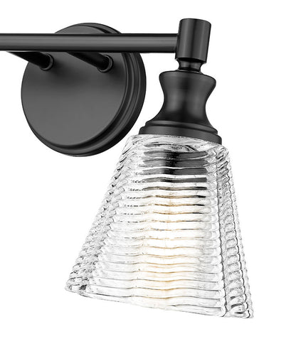 Z-Lite Nextra 18" 2-Light Matte Black Steel Frame Clear Glass Shade Vanity Light