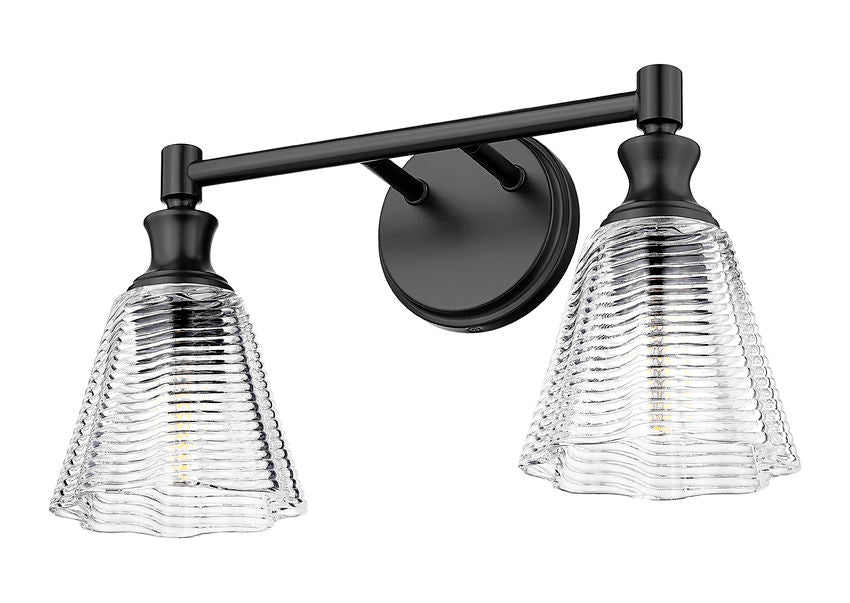 Z-Lite Nextra 18" 2-Light Matte Black Steel Frame Clear Glass Shade Vanity Light