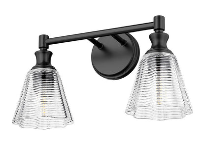 Z-Lite Nextra 18" 2-Light Matte Black Steel Frame Clear Glass Shade Vanity Light