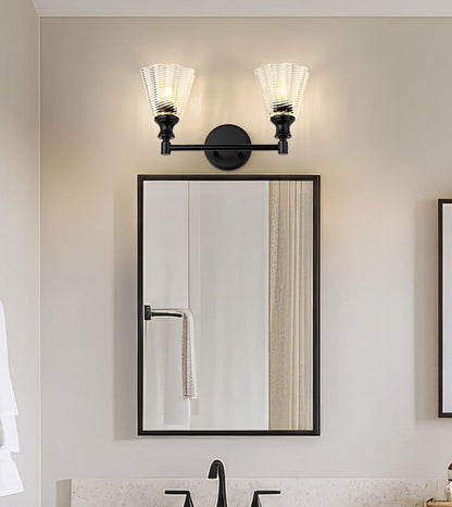 Z-Lite Nextra 18" 2-Light Matte Black Steel Frame Clear Glass Shade Vanity Light