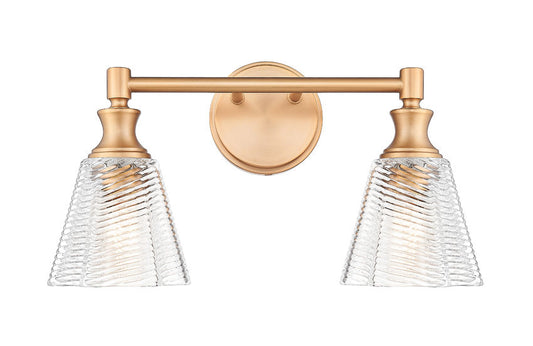 Z-Lite Nextra 18" 2-Light Modern Gold Steel Frame Clear Glass Shade Vanity Light