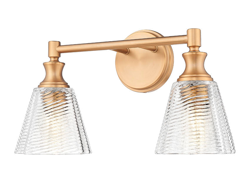 Z-Lite Nextra 18" 2-Light Modern Gold Steel Frame Clear Glass Shade Vanity Light