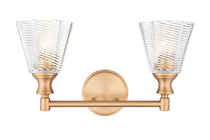 Z-Lite Nextra 18" 2-Light Modern Gold Steel Frame Clear Glass Shade Vanity Light