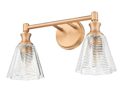 Z-Lite Nextra 18" 2-Light Modern Gold Steel Frame Clear Glass Shade Vanity Light