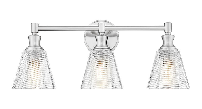 Z-Lite Nextra 24" 3-Light Brushed Nickel Steel Frame Clear Glass Shade Vanity Light