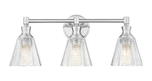 Z-Lite Nextra 24" 3-Light Brushed Nickel Steel Frame Clear Glass Shade Vanity Light