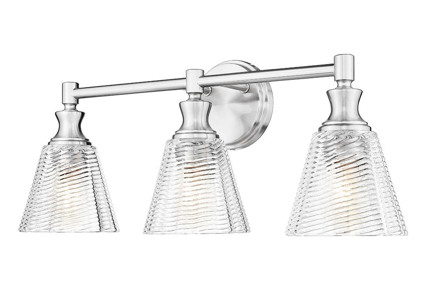 Z-Lite Nextra 24" 3-Light Brushed Nickel Steel Frame Clear Glass Shade Vanity Light