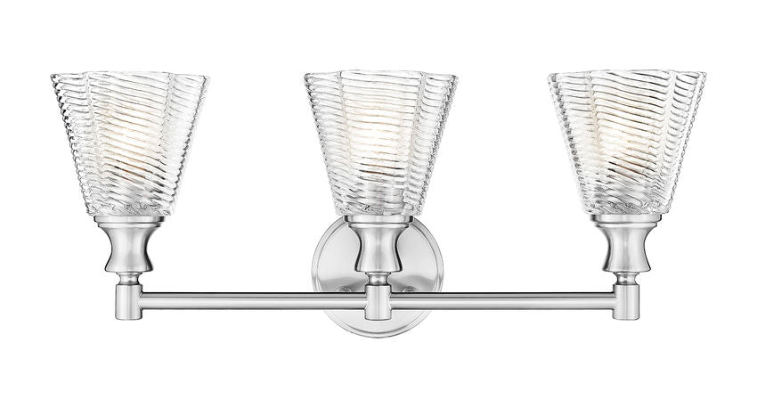 Z-Lite Nextra 24" 3-Light Brushed Nickel Steel Frame Clear Glass Shade Vanity Light