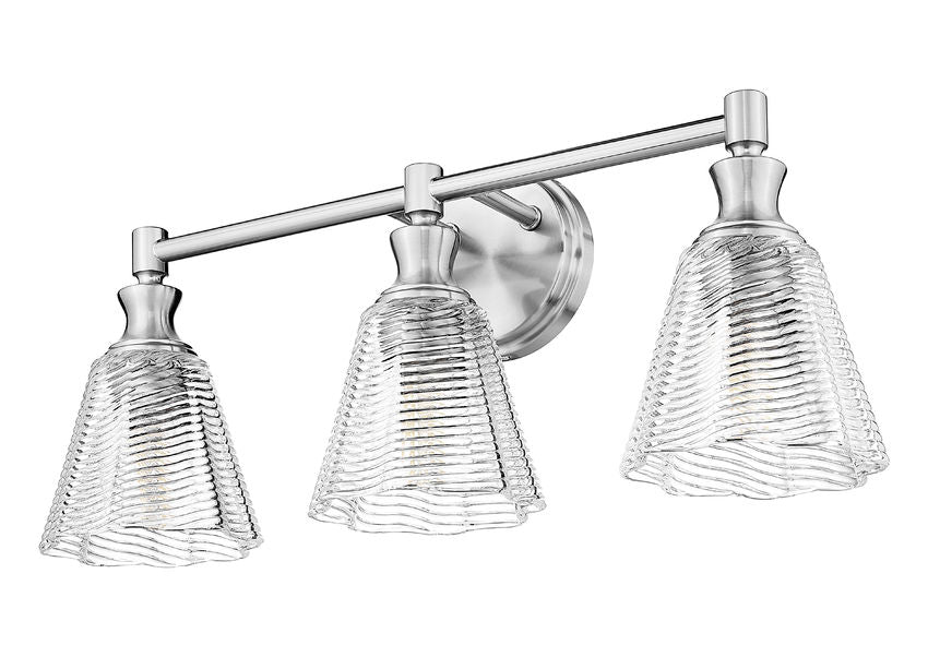 Z-Lite Nextra 24" 3-Light Brushed Nickel Steel Frame Clear Glass Shade Vanity Light