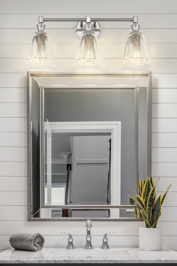 Z-Lite Nextra 24" 3-Light Brushed Nickel Steel Frame Clear Glass Shade Vanity Light